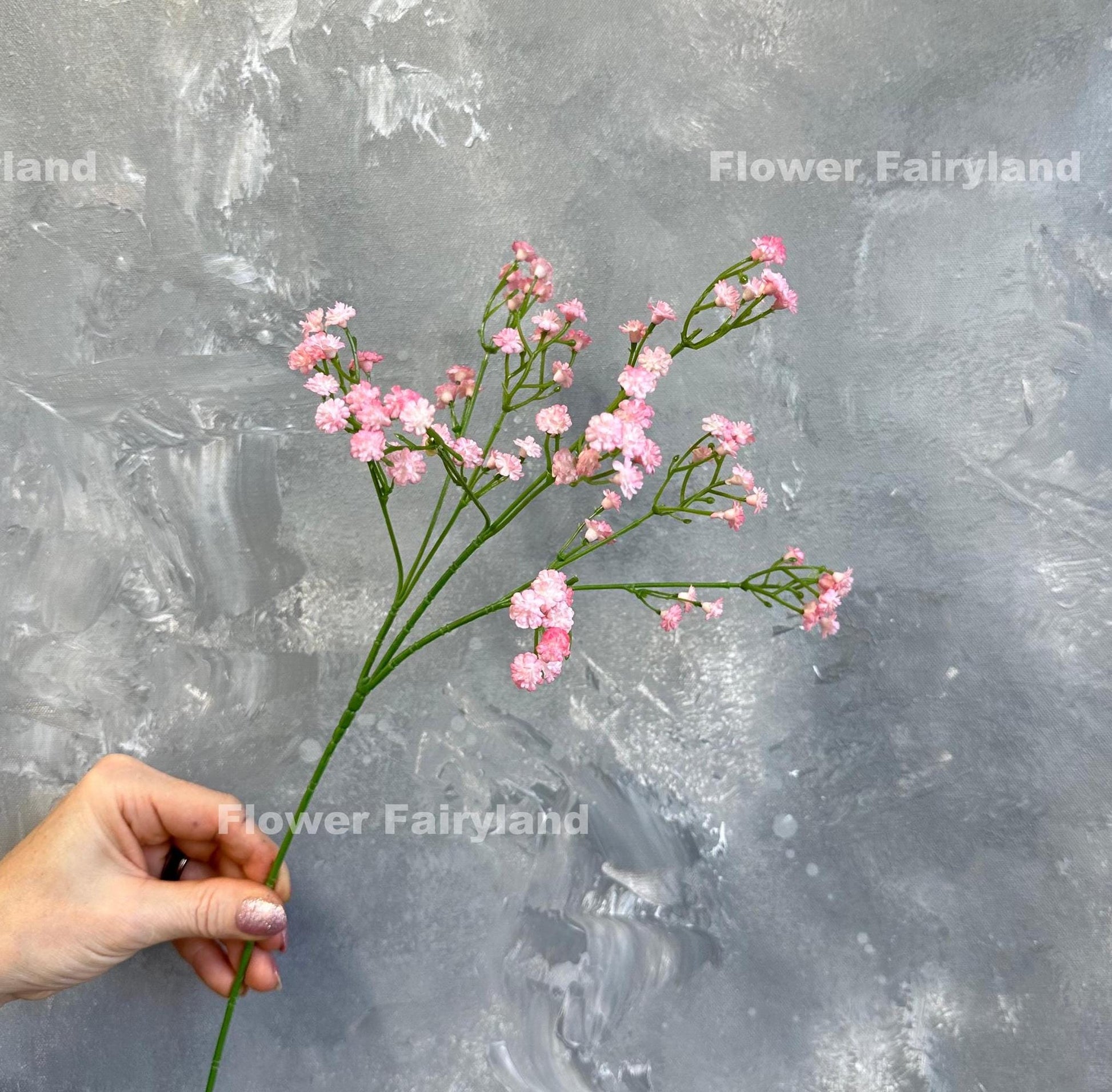 Faux baby's breath stem in pink - single stem
