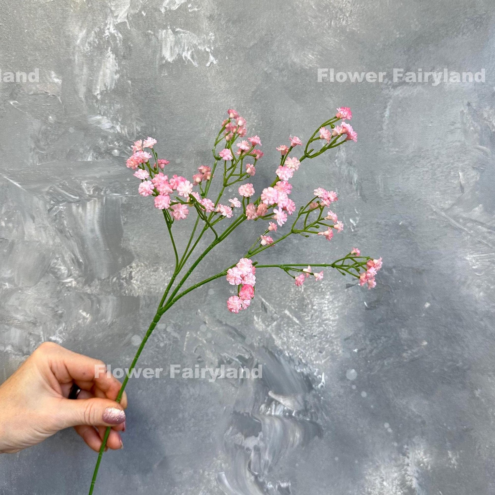 Faux baby's breath stem in pink - single stem