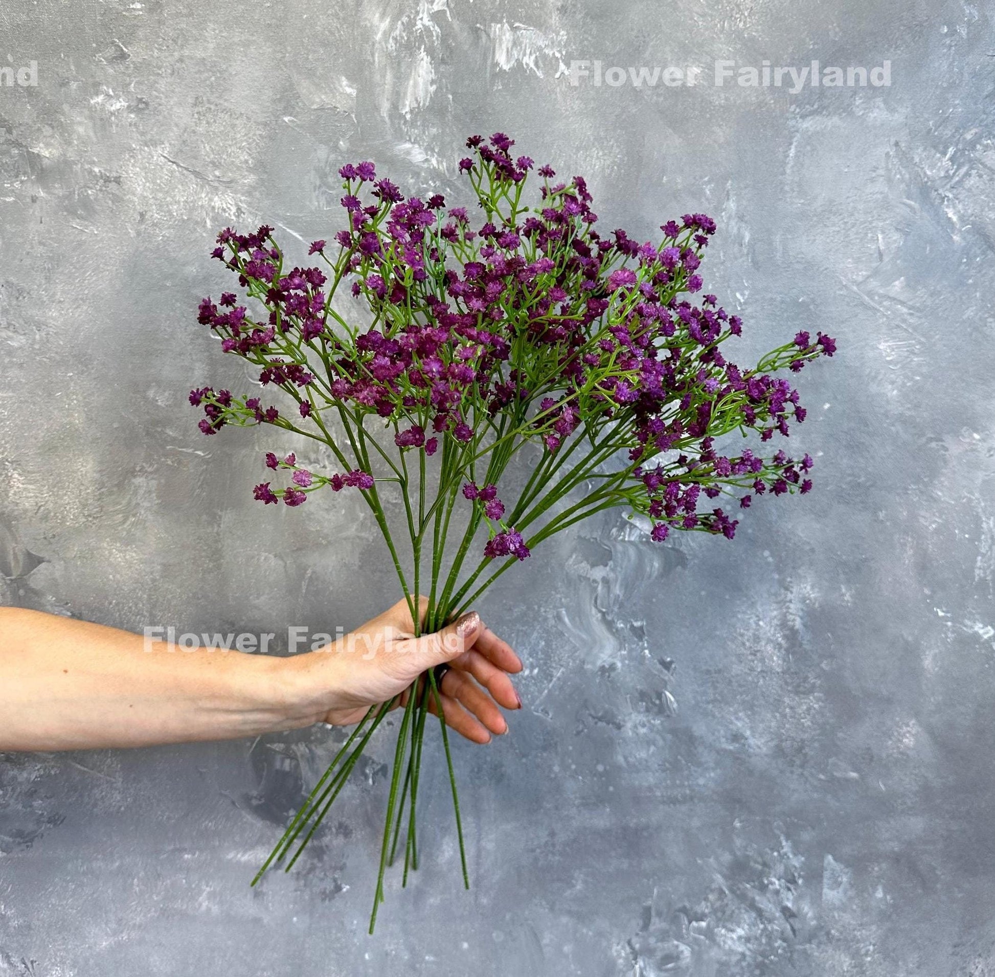 Dark purple faux baby's breath single stem