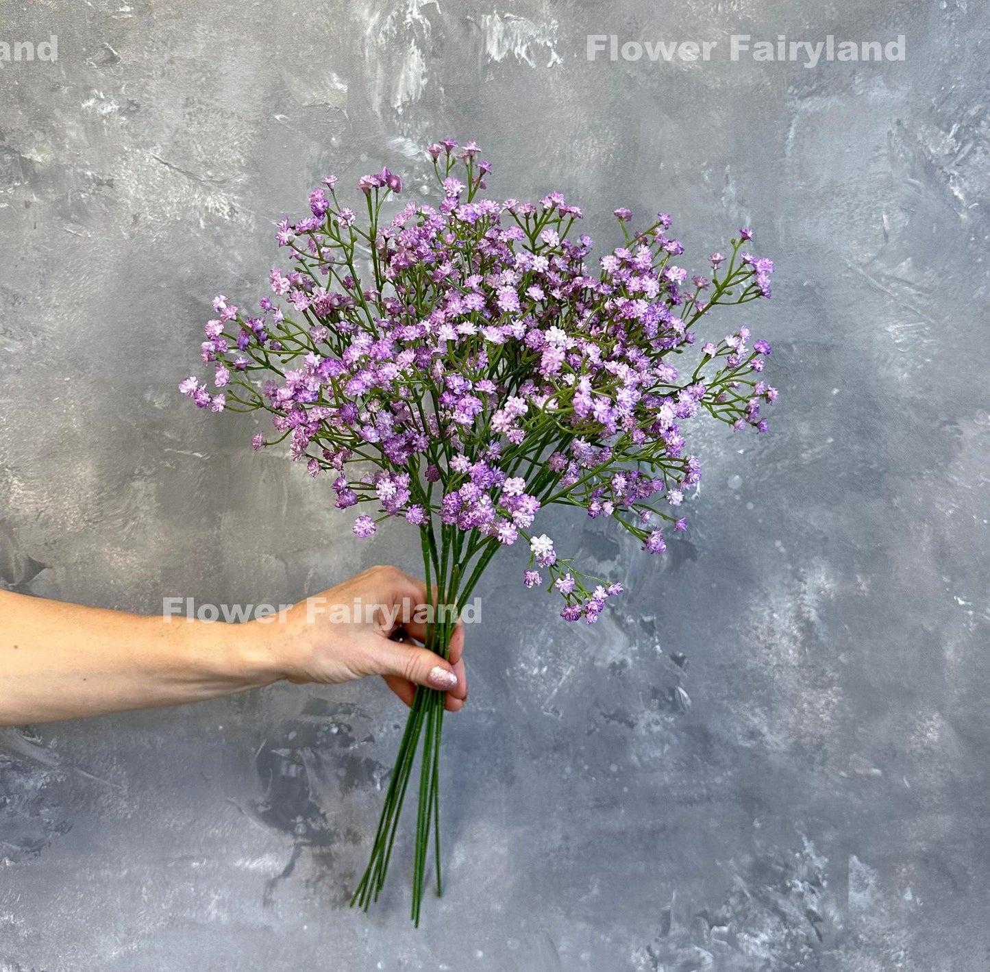 Light purple faux baby's breath single stem