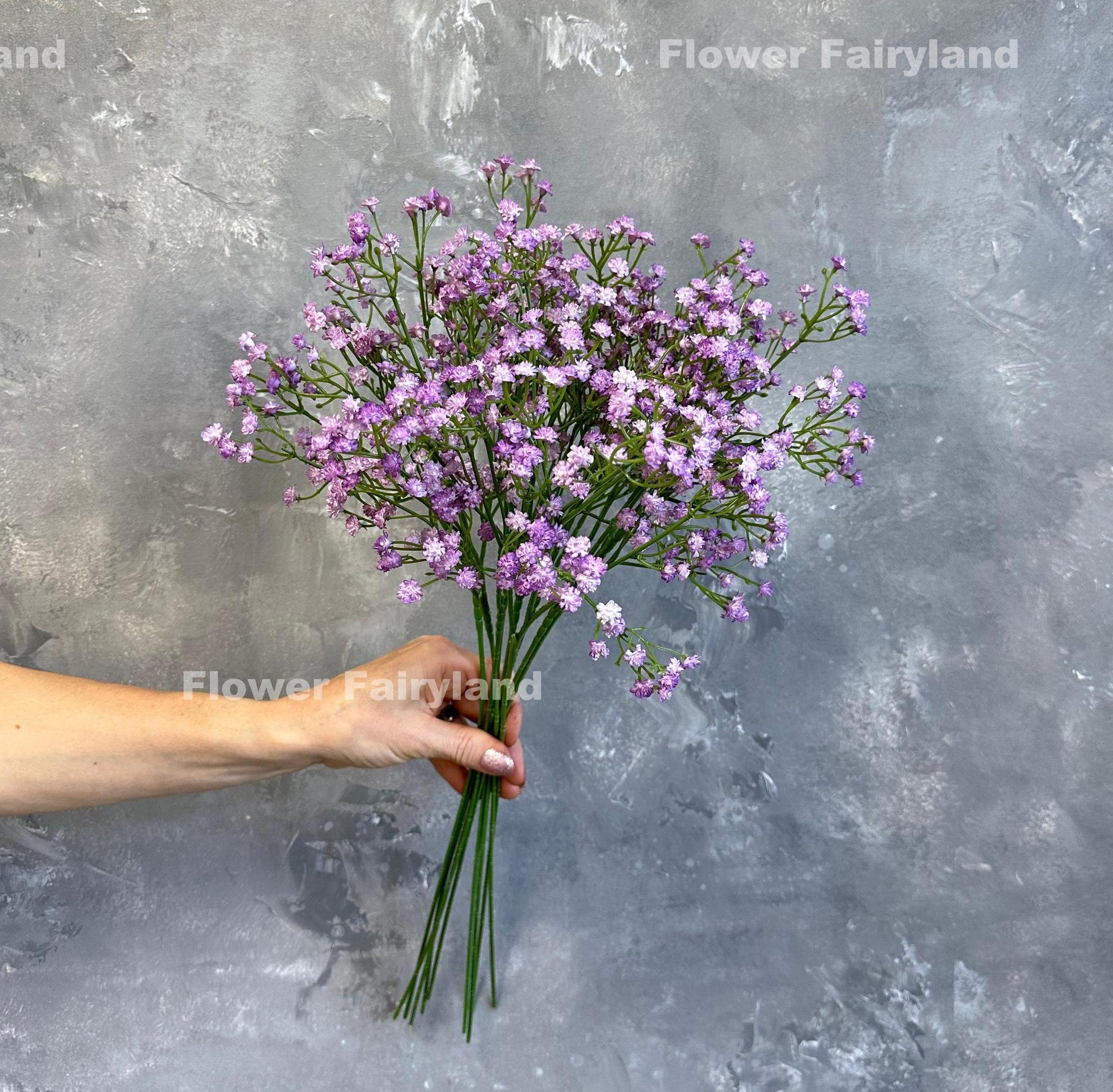 Light purple faux baby's breath single stem