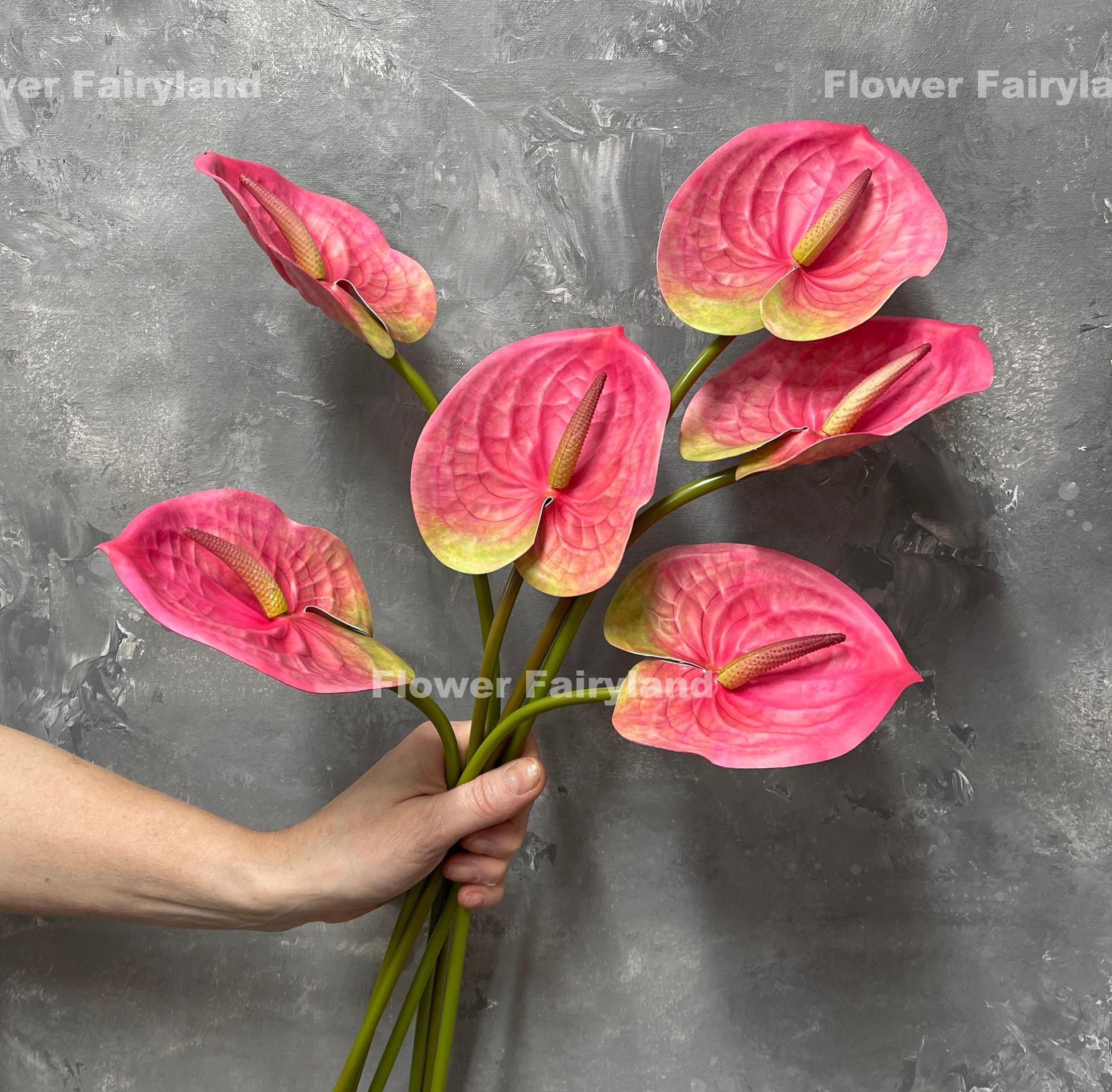 Pink real touch anthurium head detail