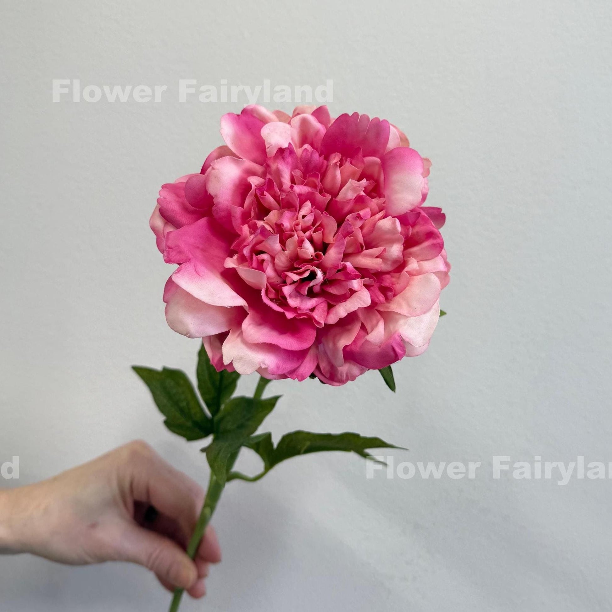 Real touch peony single stem in raspberry splash