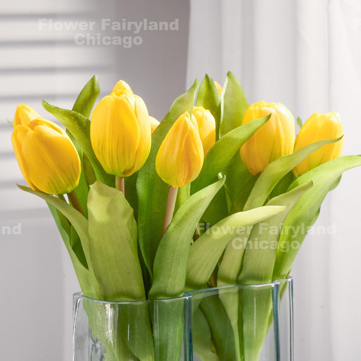 Yellow tulips styled in a vase