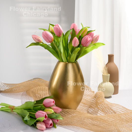 Mauve pink faux tulip bundle of 7 stems