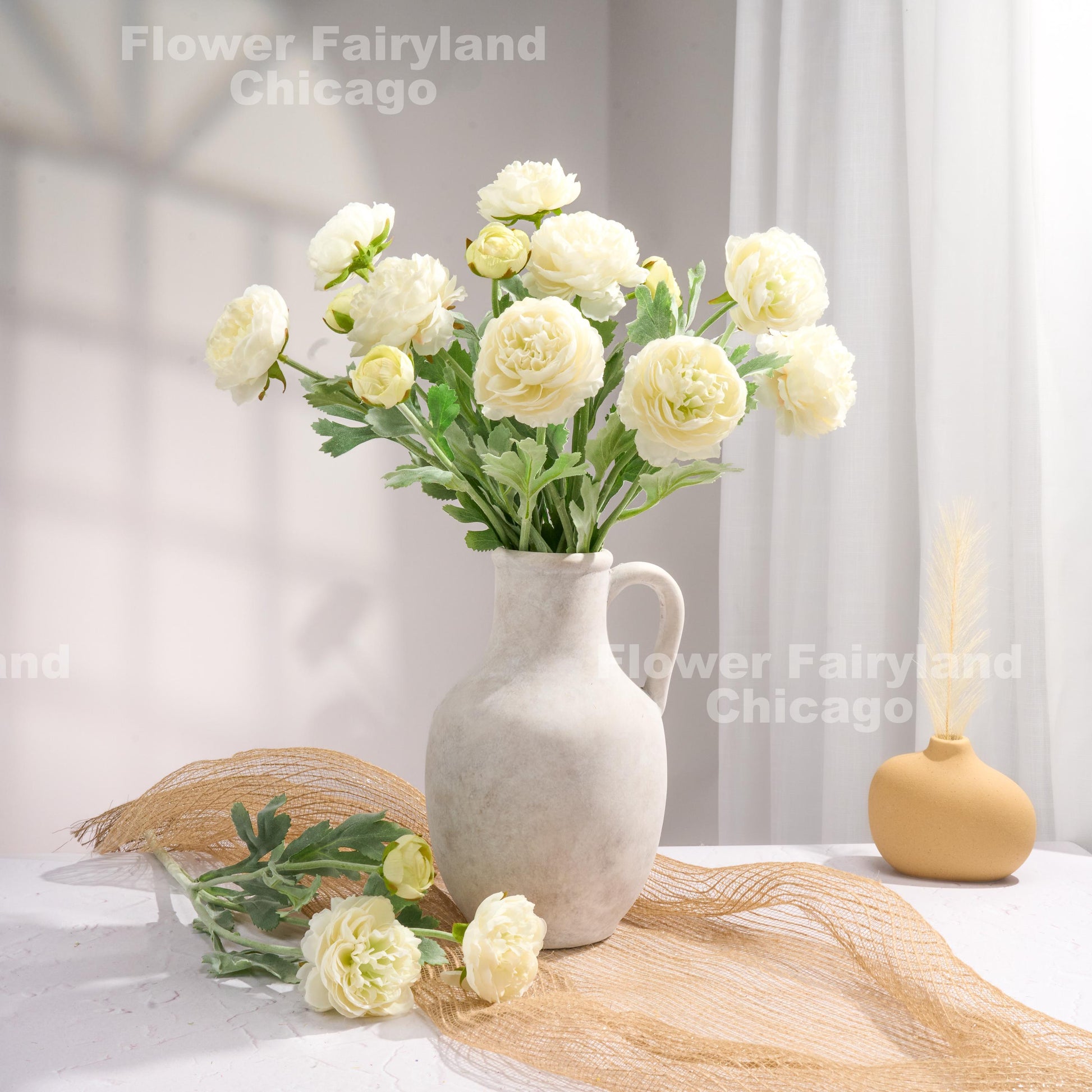 White ranunculus arrangement