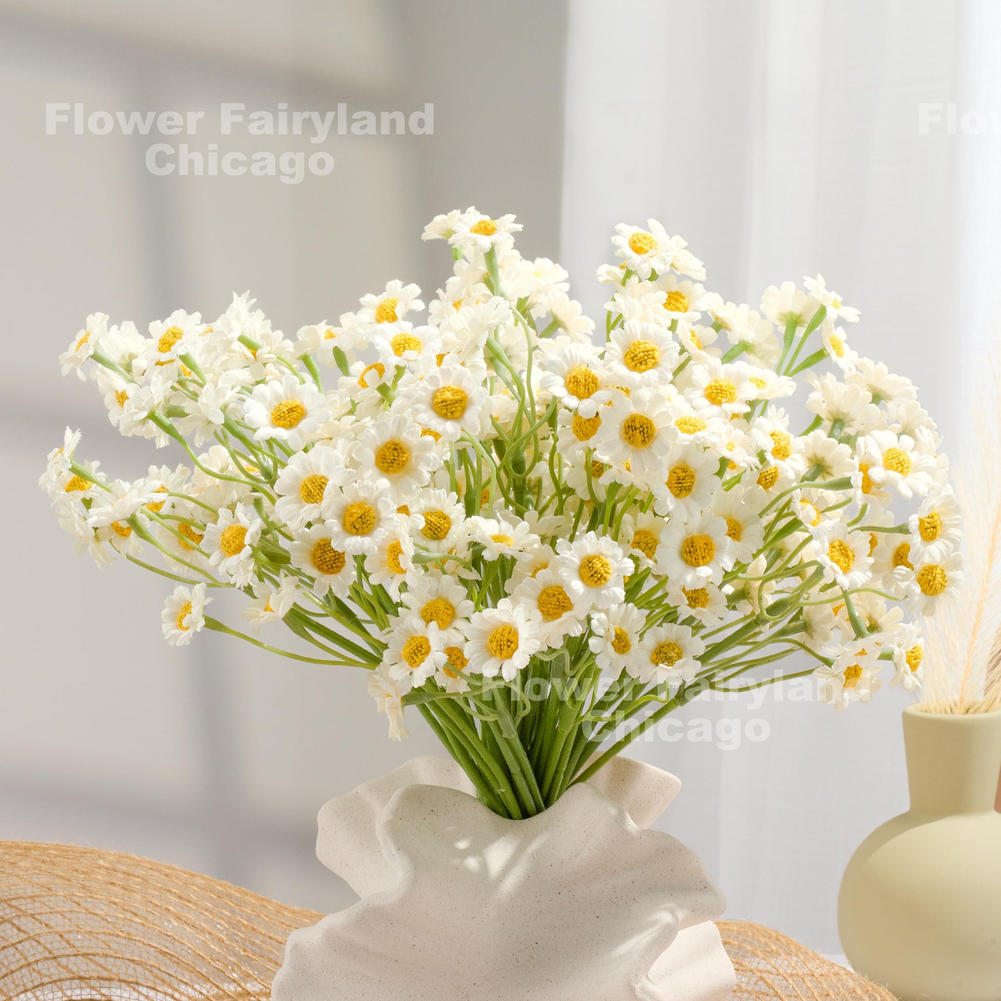 Bright white faux chamomile bundle