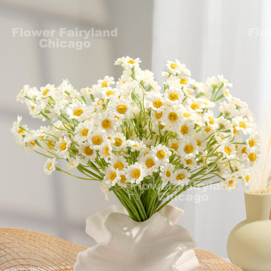 Bright white faux chamomile bundle
