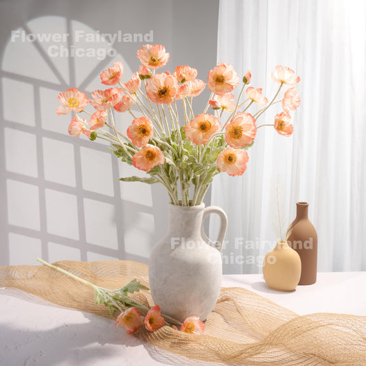 Salmon edge poppies styled scene