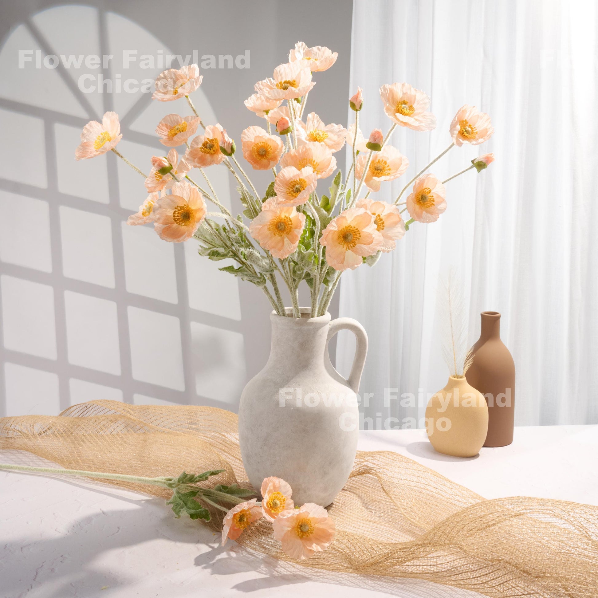Peach poppies styled scene
