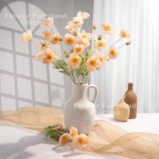 Peach poppies styled scene