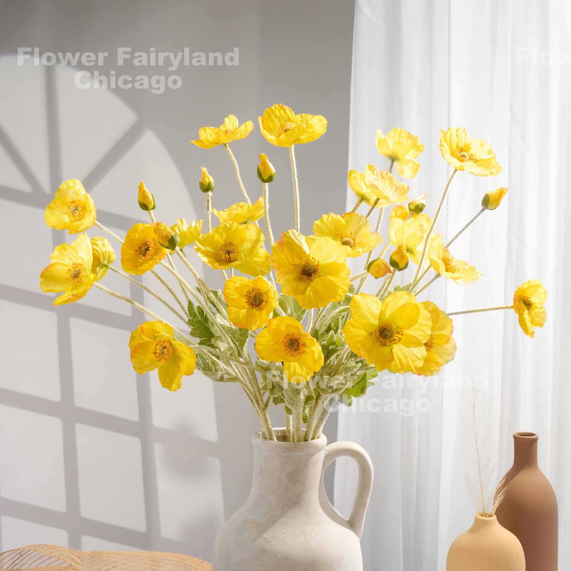 Yellow poppies styled scene