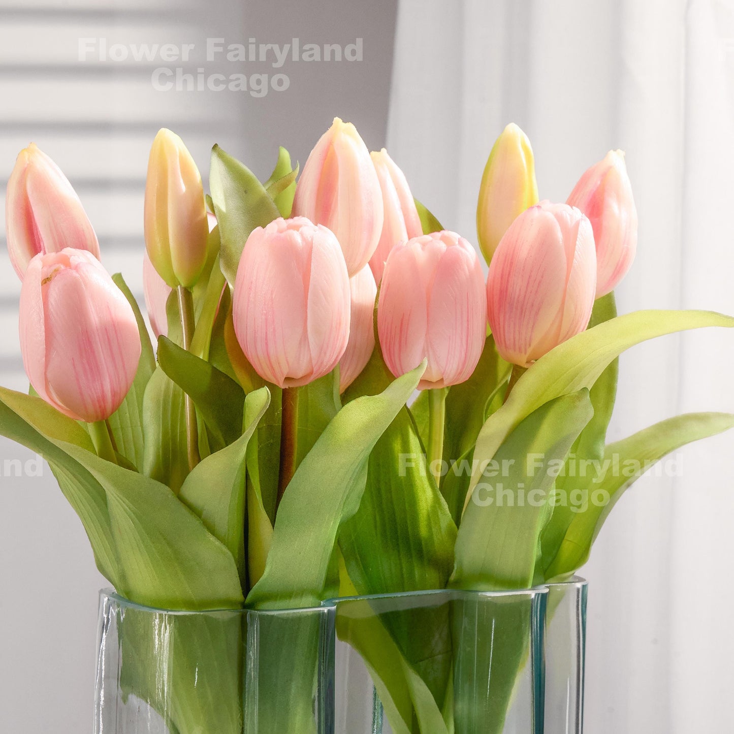 Light pink faux tulip bundle of 7 stems