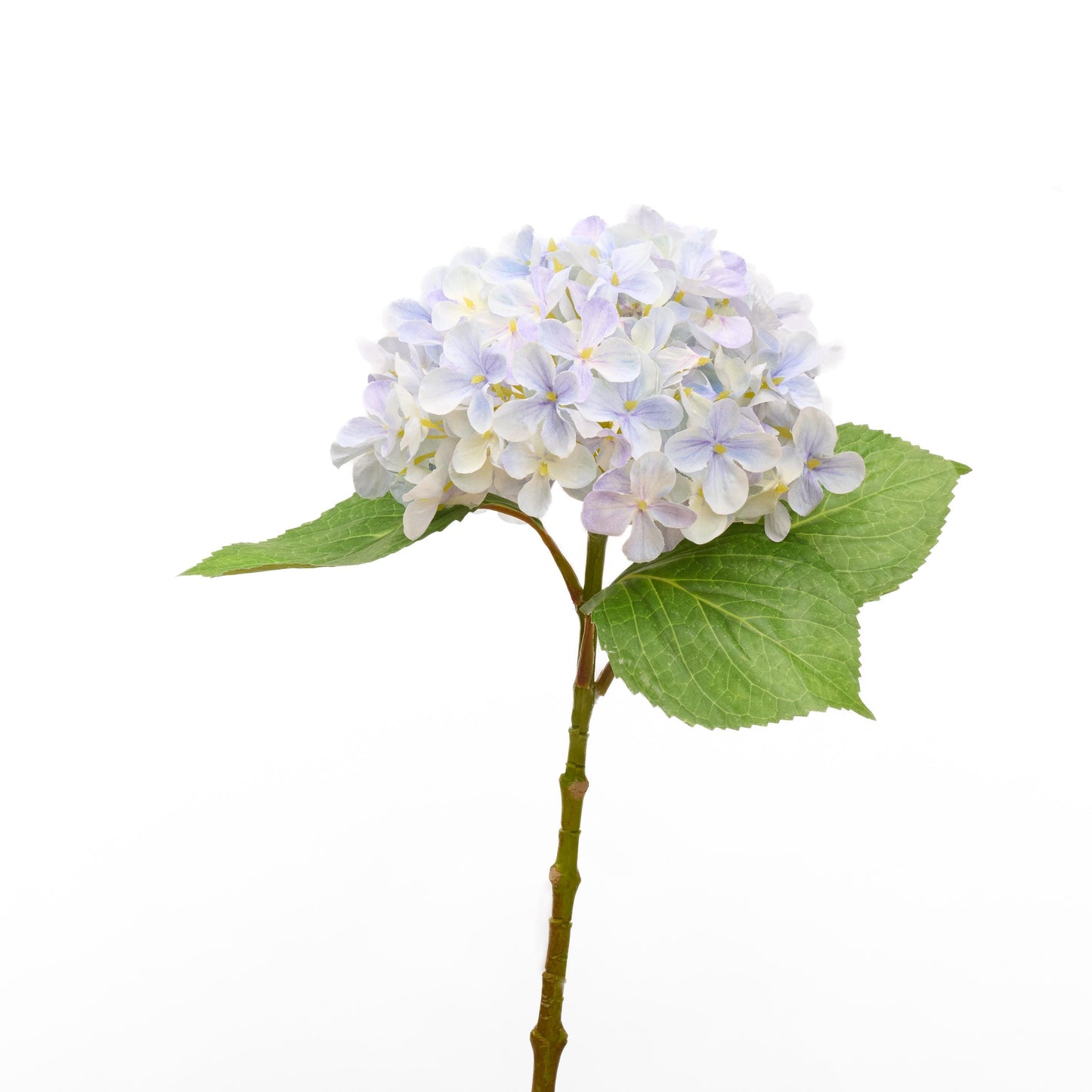 Faux hydrangea stem in light violet blue - single stem