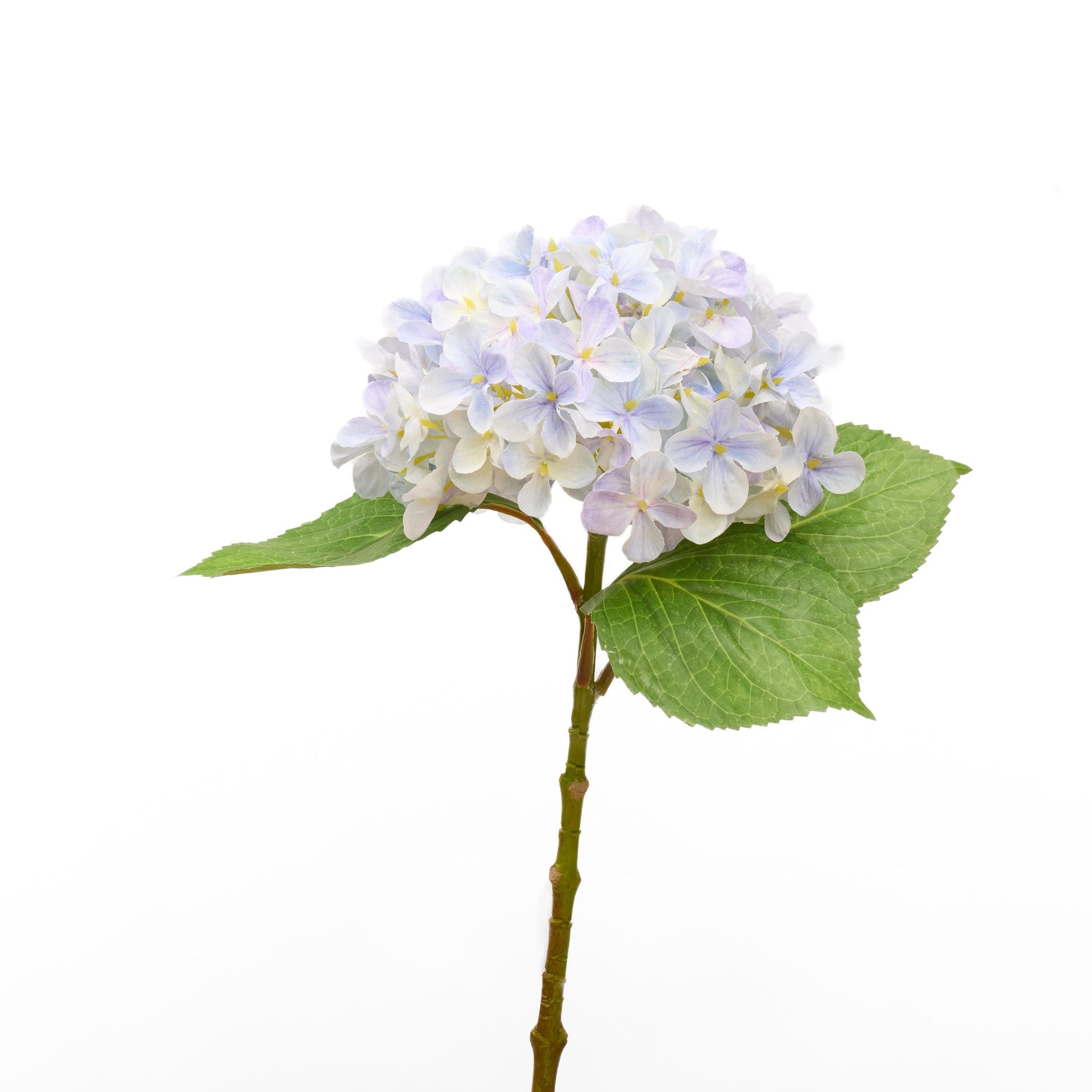 Faux hydrangea stem in light violet blue - single stem