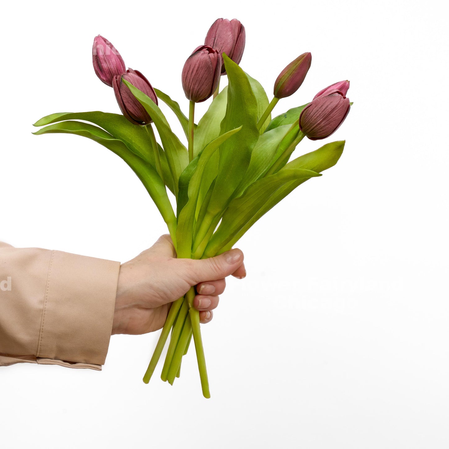 Dark purple tulips styled in a vase