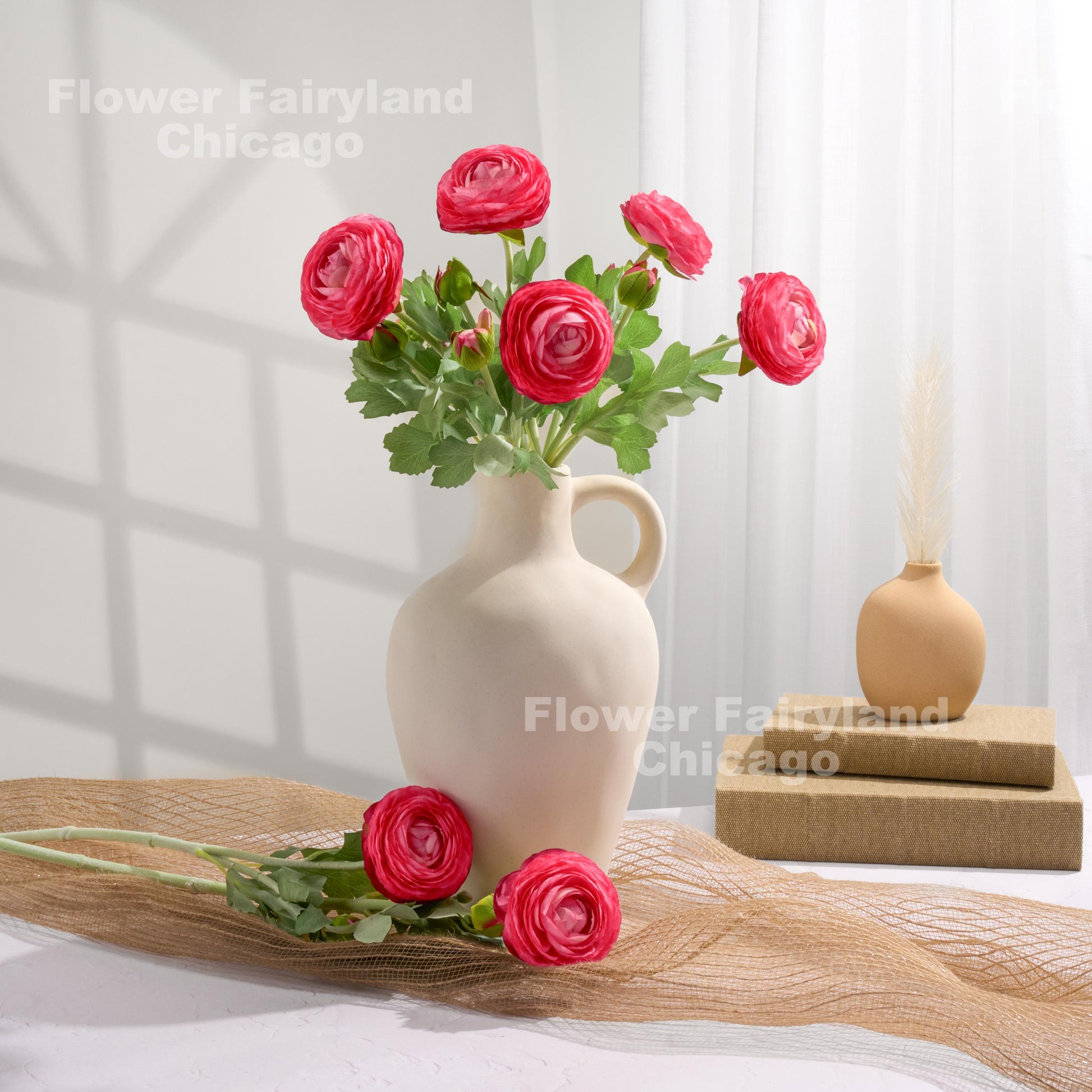 Dark pink ranunculus arrangement