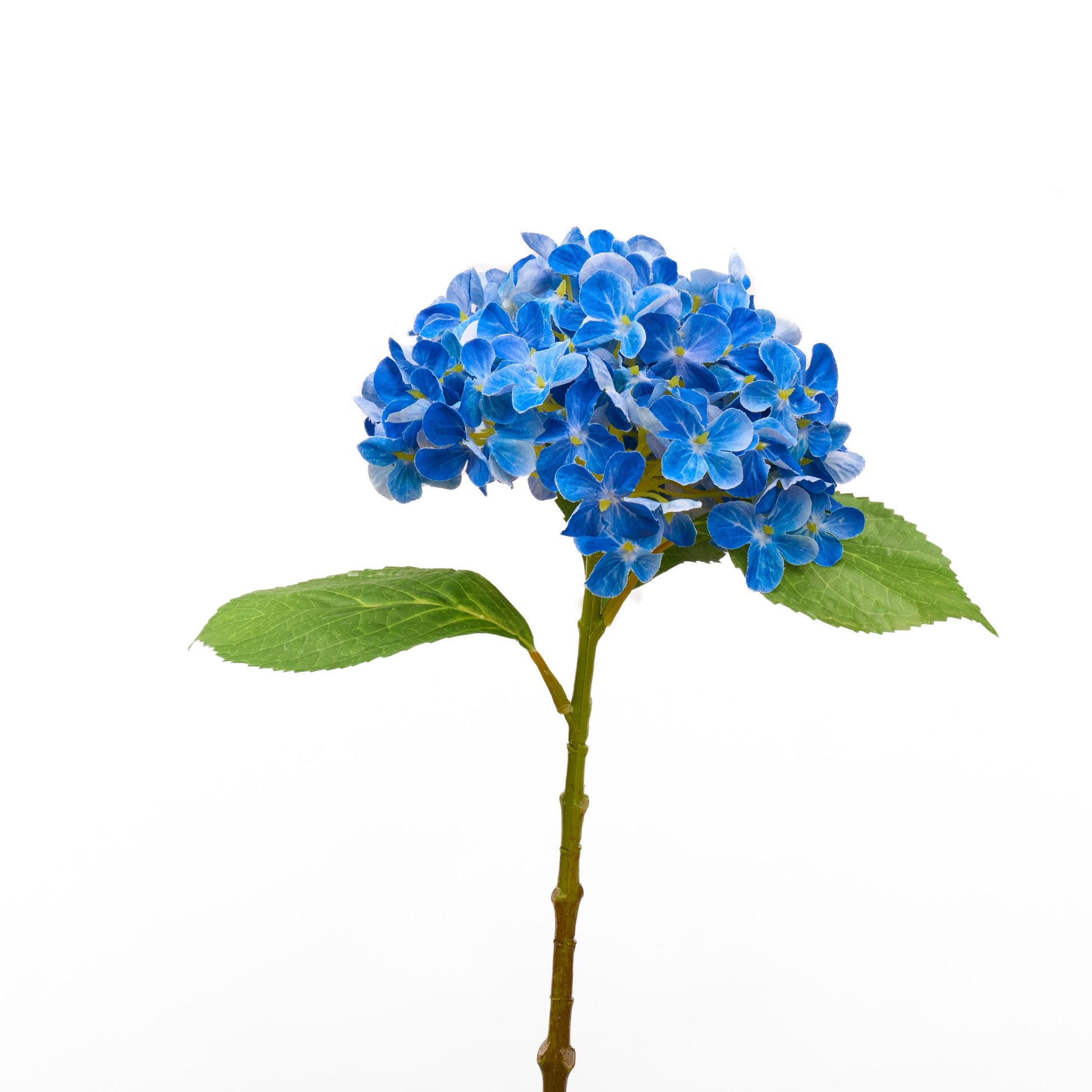 Faux hydrangea stem in dark blue - single stem