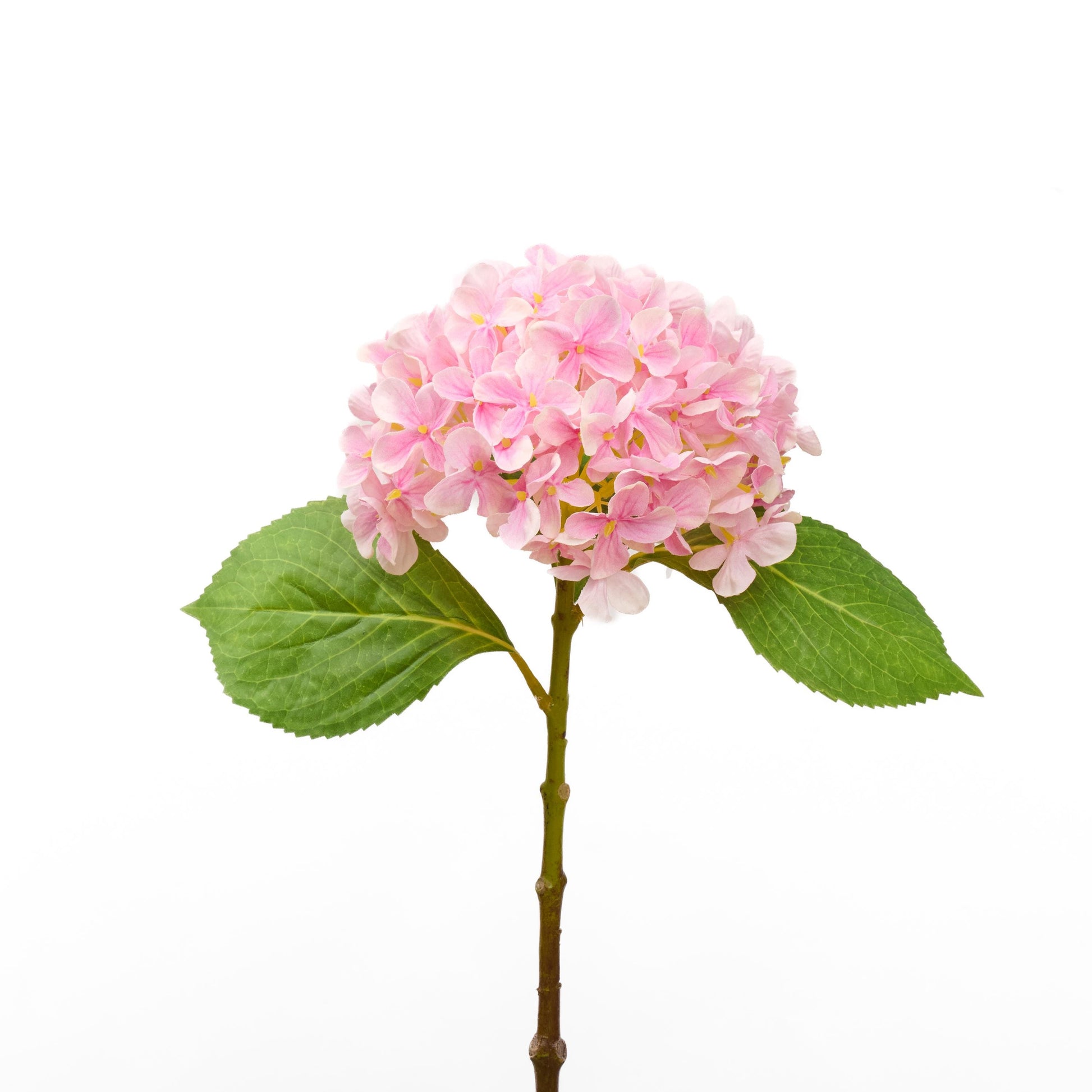 Faux hydrangea stem in pink - single stem