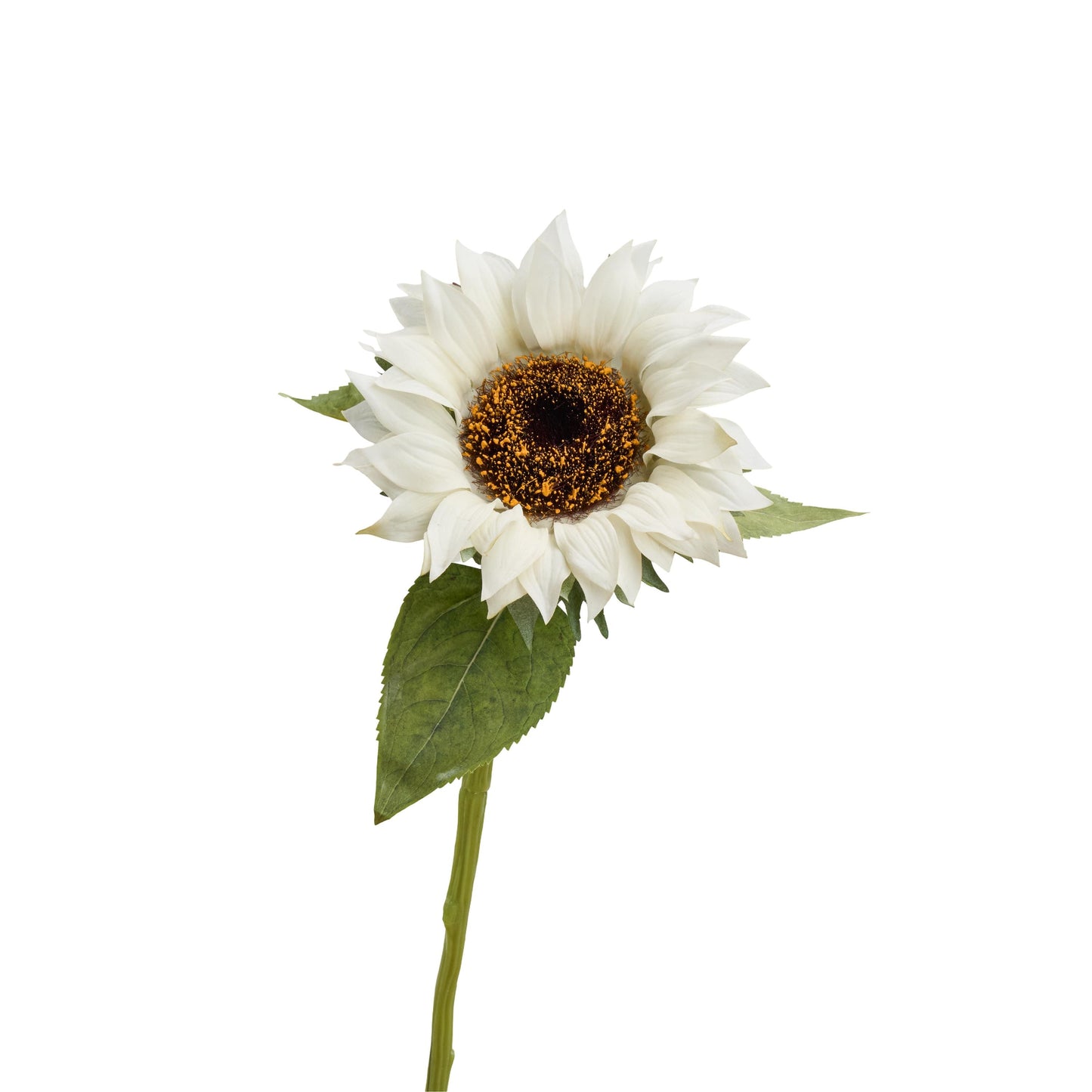Real touch sunflower stem in white - single stem