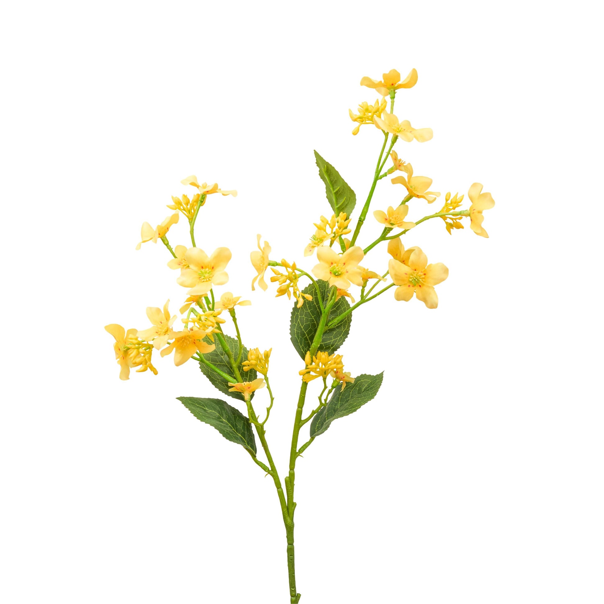 Faux Vernicia fordii flower stem in yellow - single stem