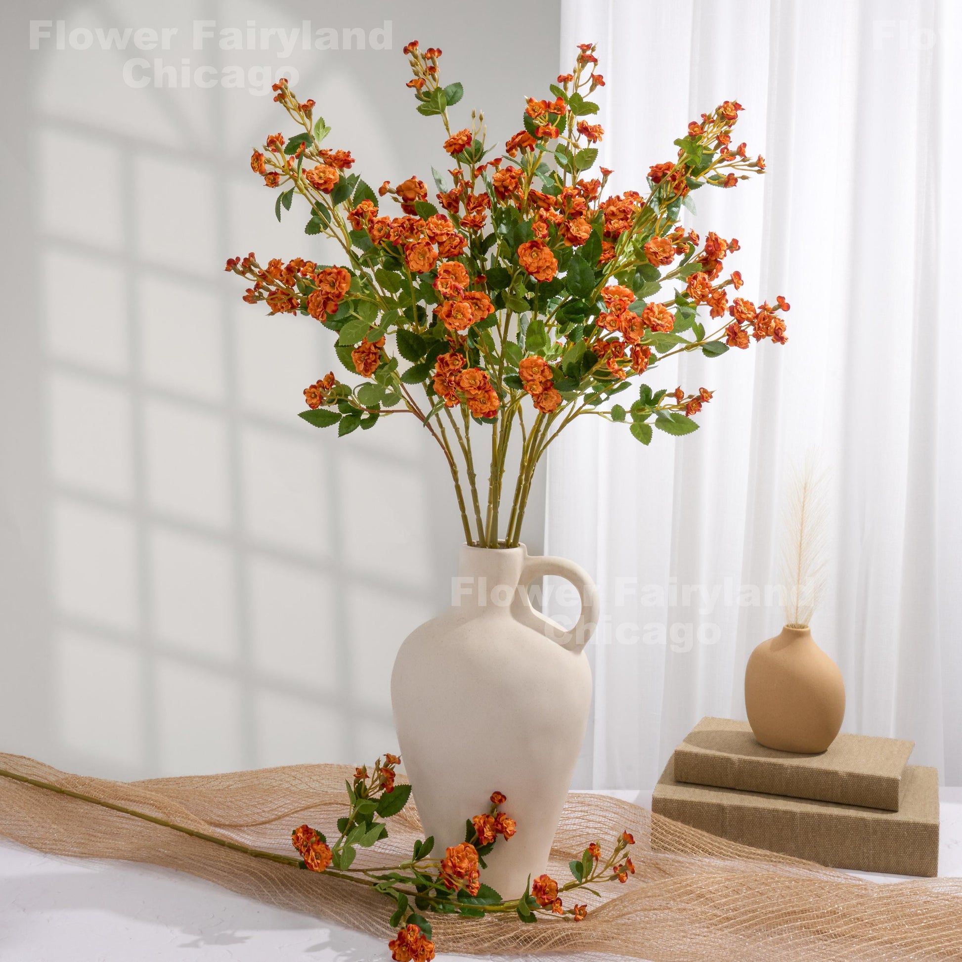 Dark burnt orange miniature roses arrangement
