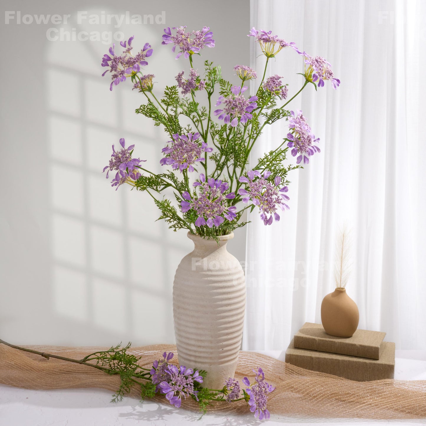 Lavender lace flowers styled in vase