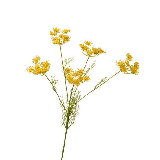 31 inch faux Queen Anne's lace branch in yellow - single stem