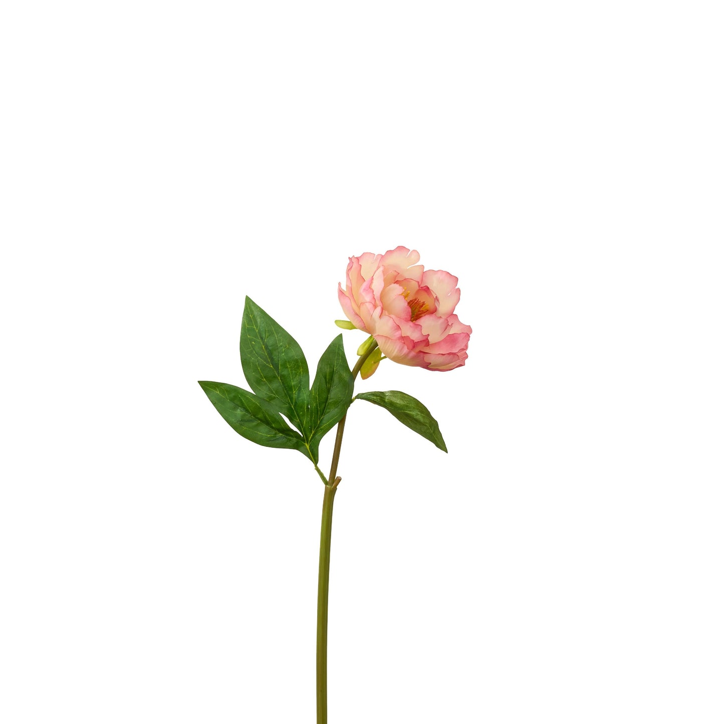 Faux peony in coral - single stem
