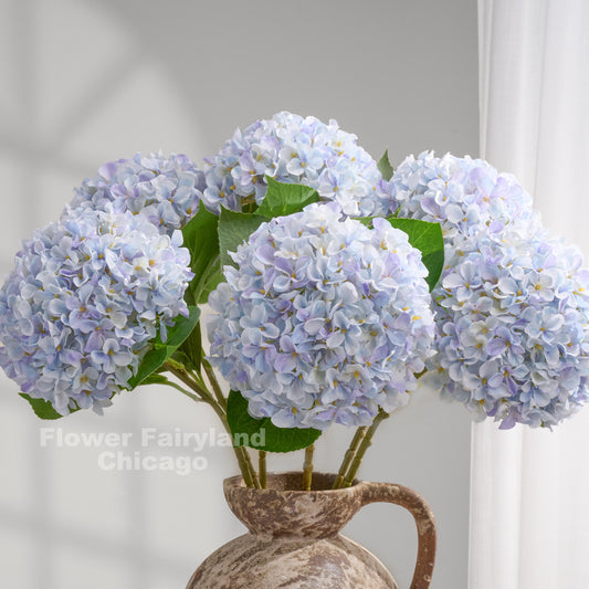 26 inch Grand Bloom faux hydrangea in light violet blue - vase arrangement