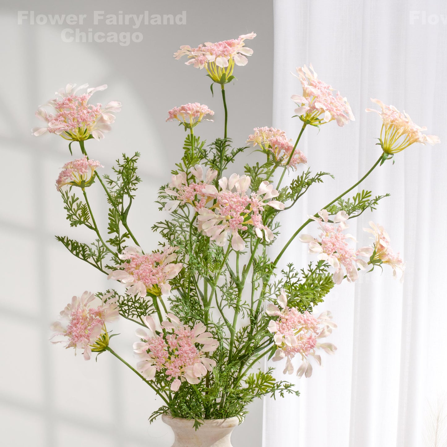 Light pink faux Orlaya lace flower branch