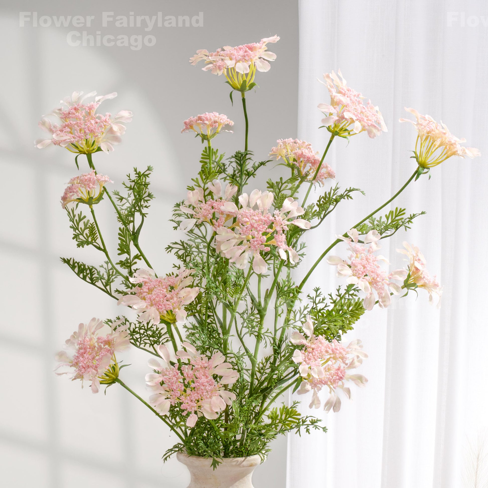 Light pink faux Orlaya lace flower branch