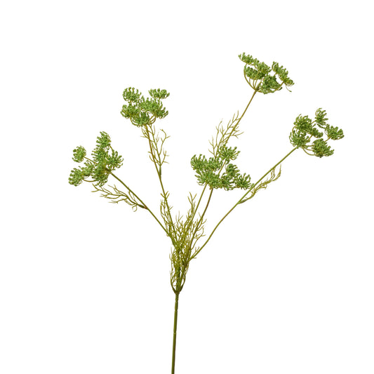 31 inch faux Queen Anne's lace branch in green - single stem