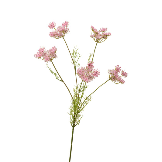 31 inch faux Queen Anne's lace branch in pink - single stem