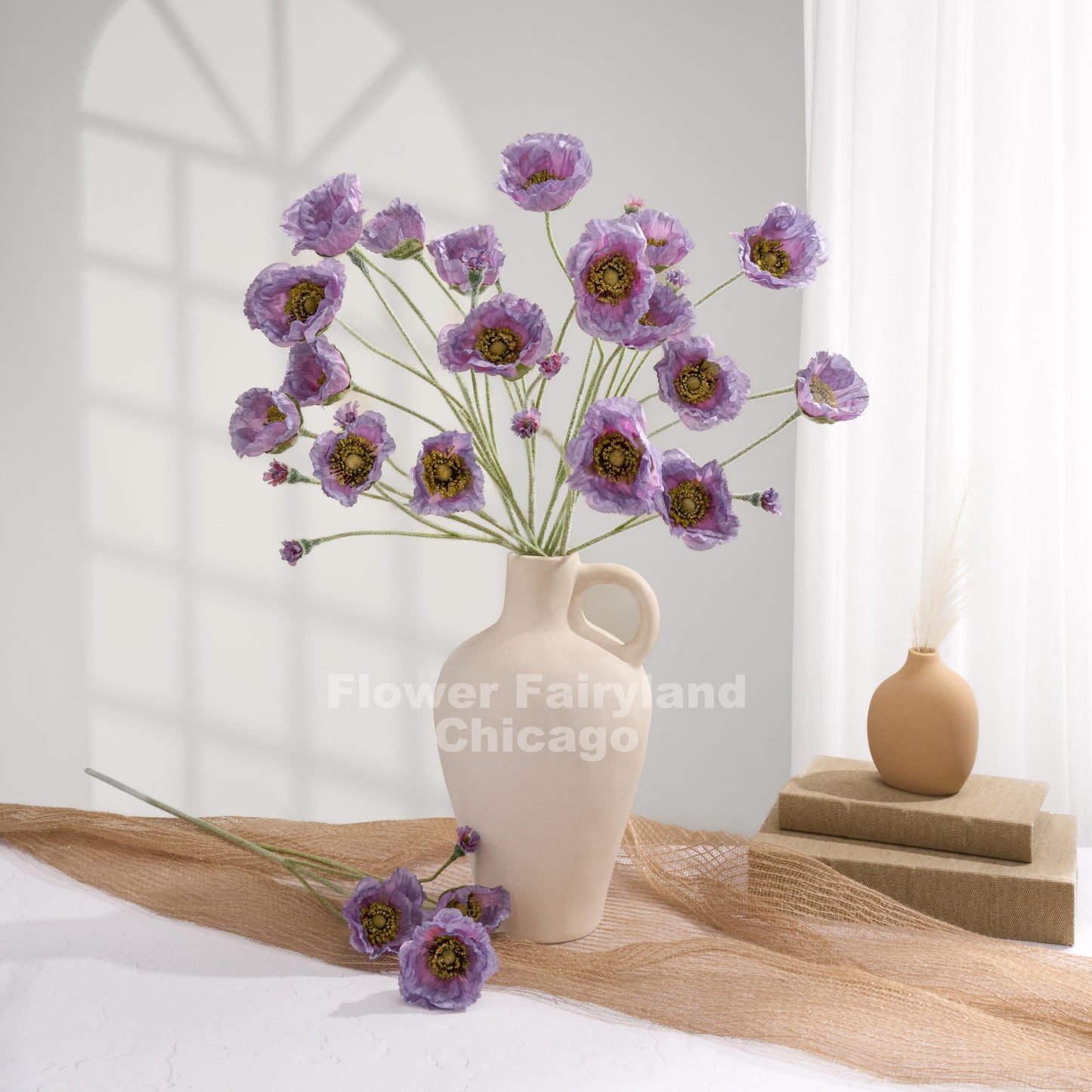 Purple Iceland poppies styled in a vase