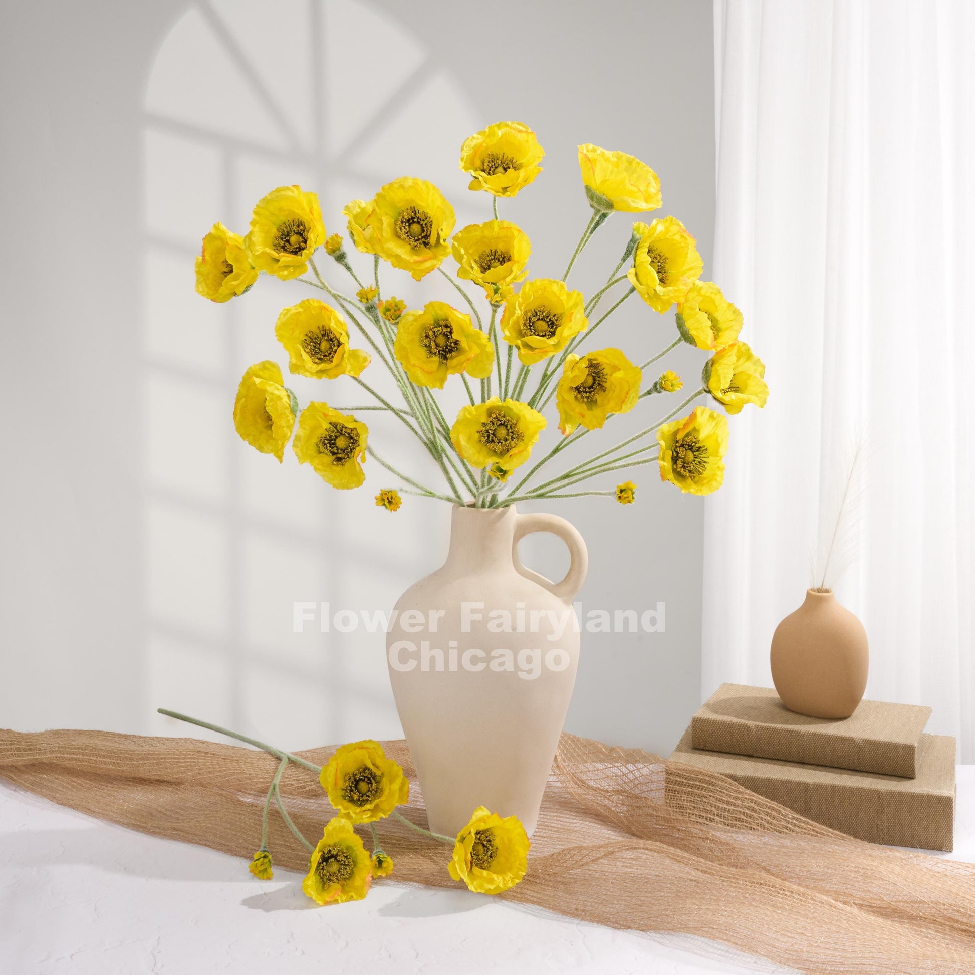 Yellow Iceland poppies styled in a vase