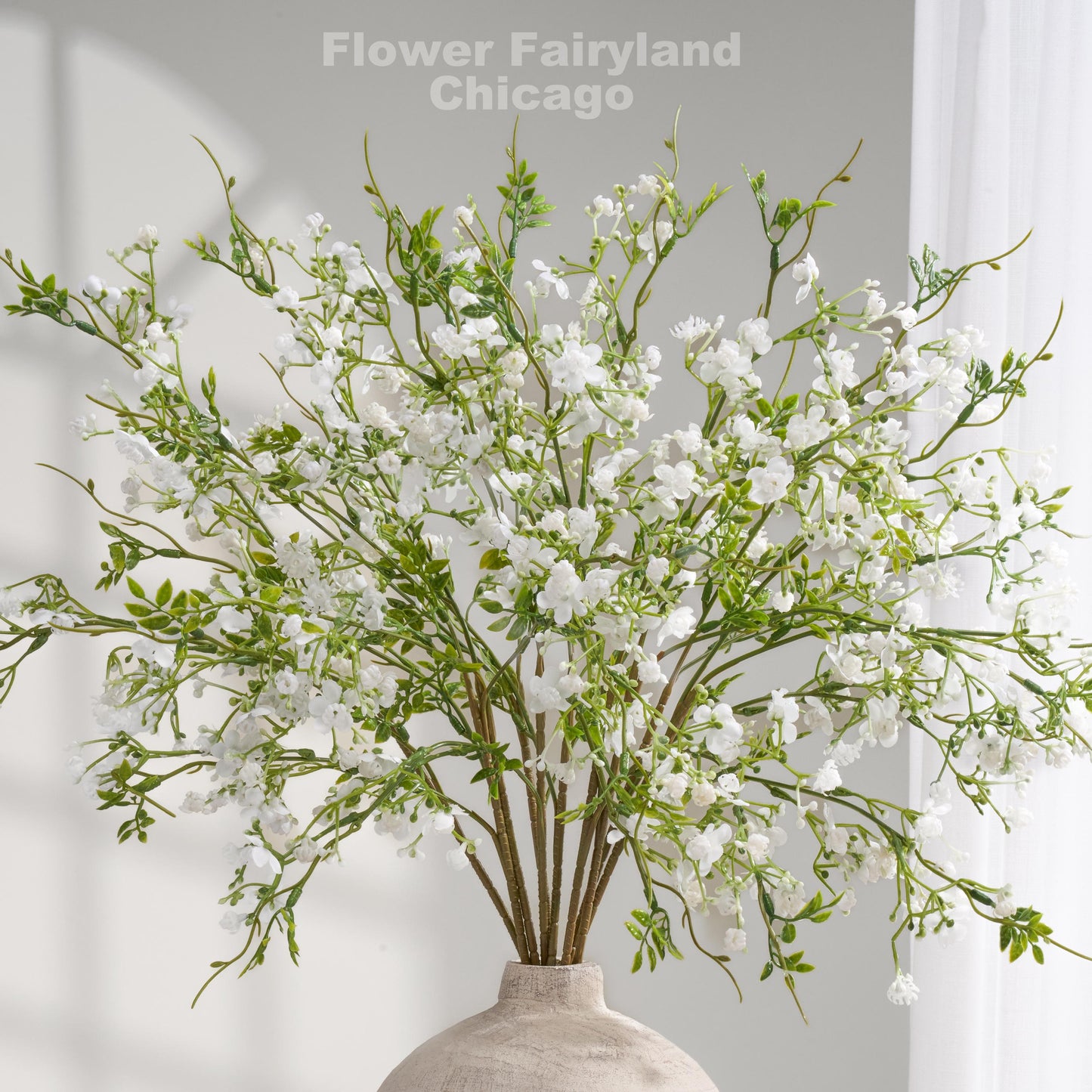 White faux wax flower branches