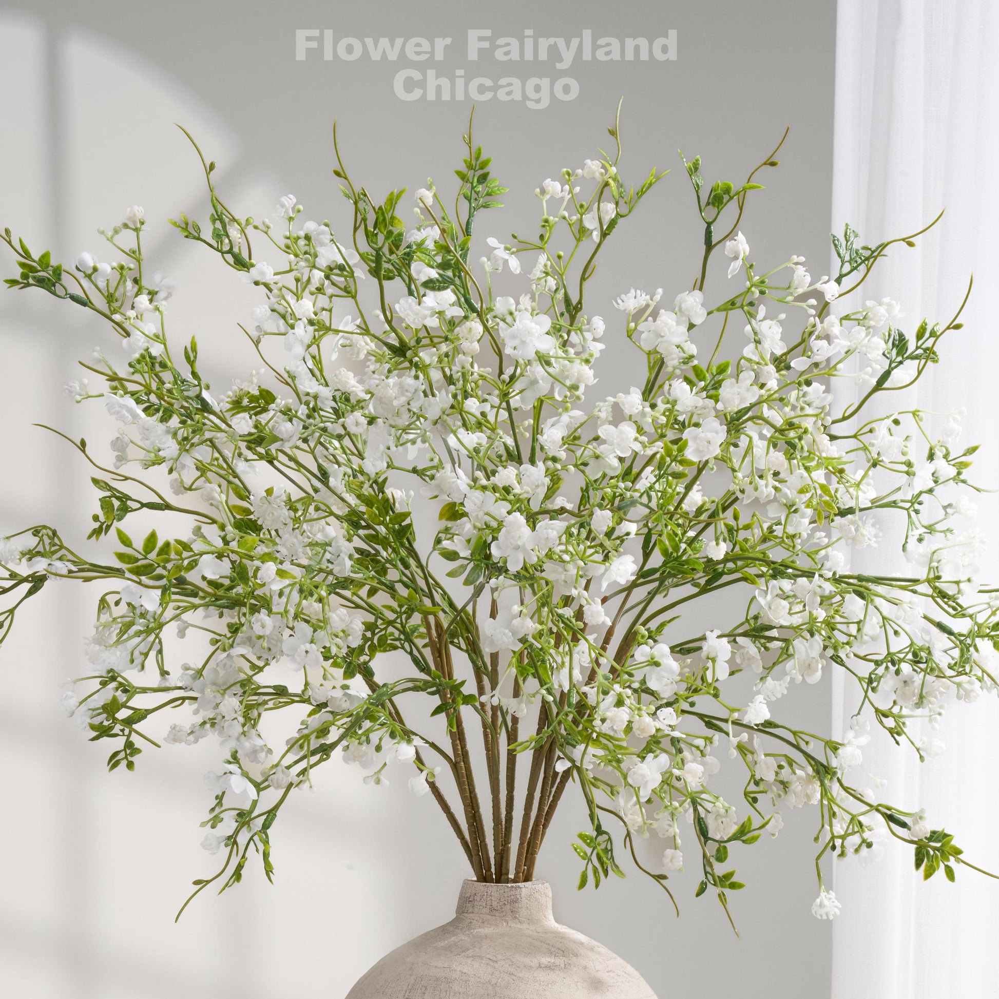 White faux wax flower branches