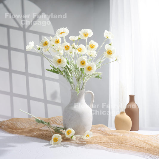 White poppies styled scene