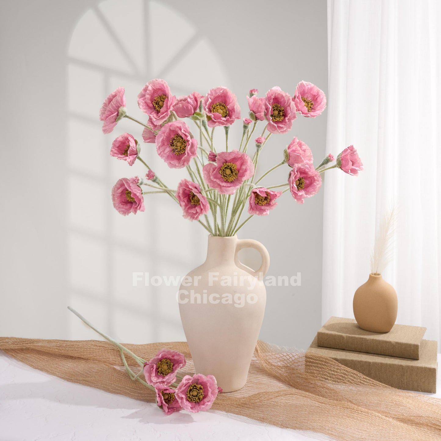 Mauve pink Iceland poppies styled in a vase