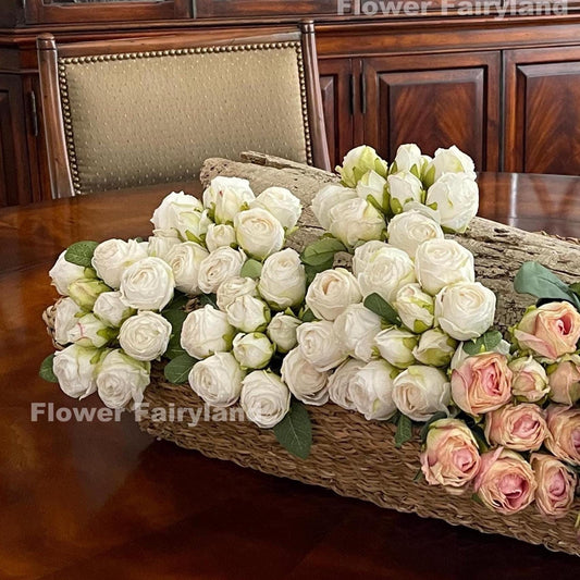 White dried look rose bouquet