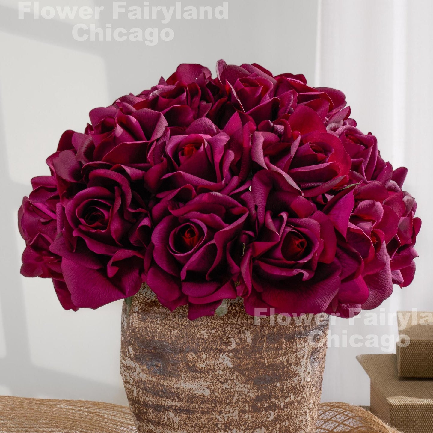 Dark purple real touch rose bouquet