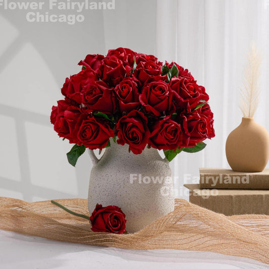 Red 7 stem real touch rose bouquet