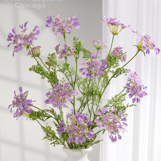 Lavender faux Orlaya lace flower branch