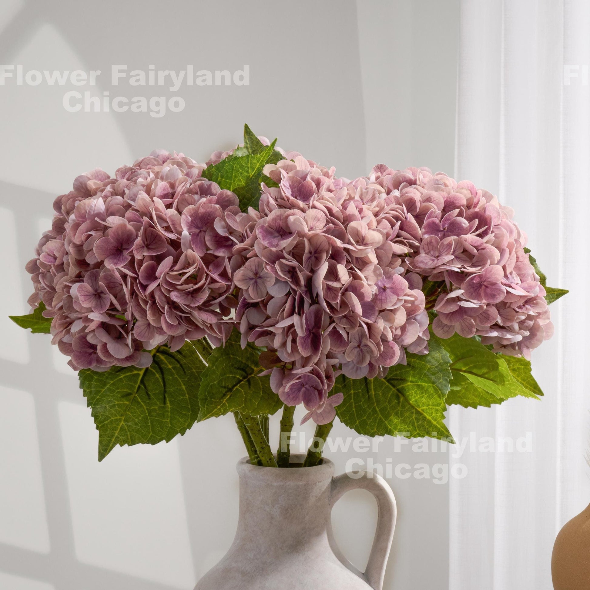 Light mauve purple hydrangea bloom detail