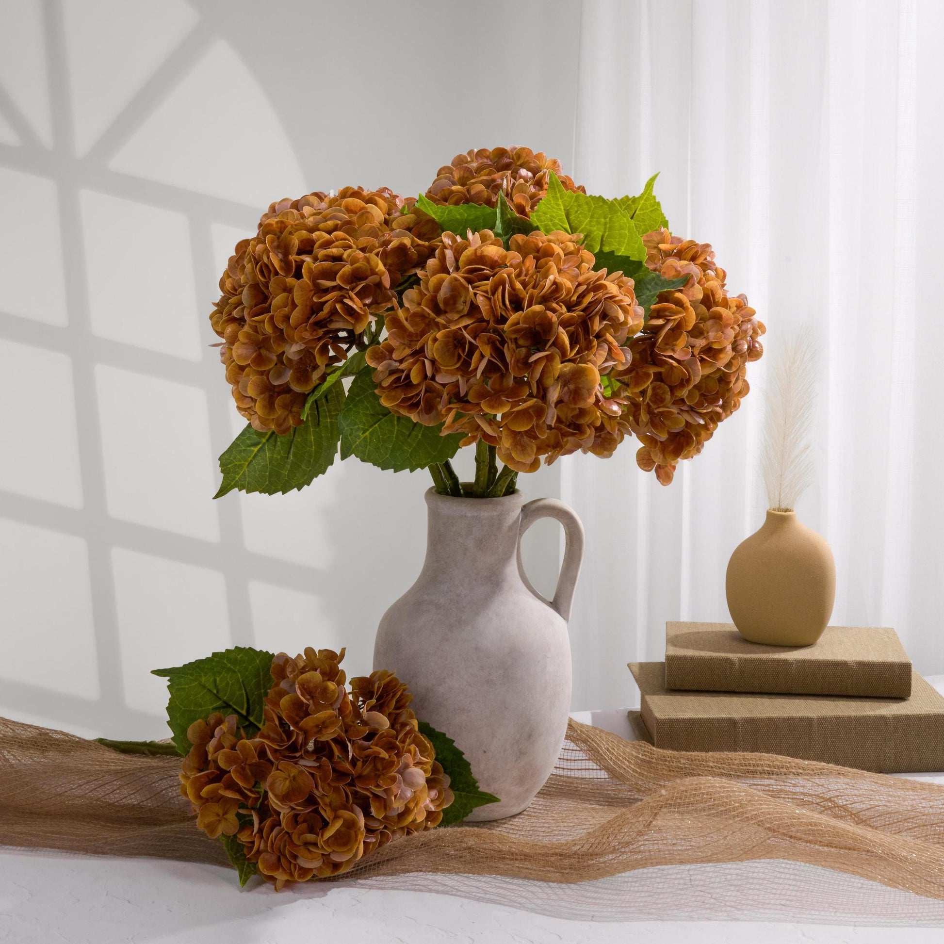Orangish caramel real touch hydrangea stem