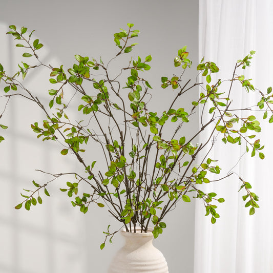 39 inch minimalist green leaf branches styled in a white vase