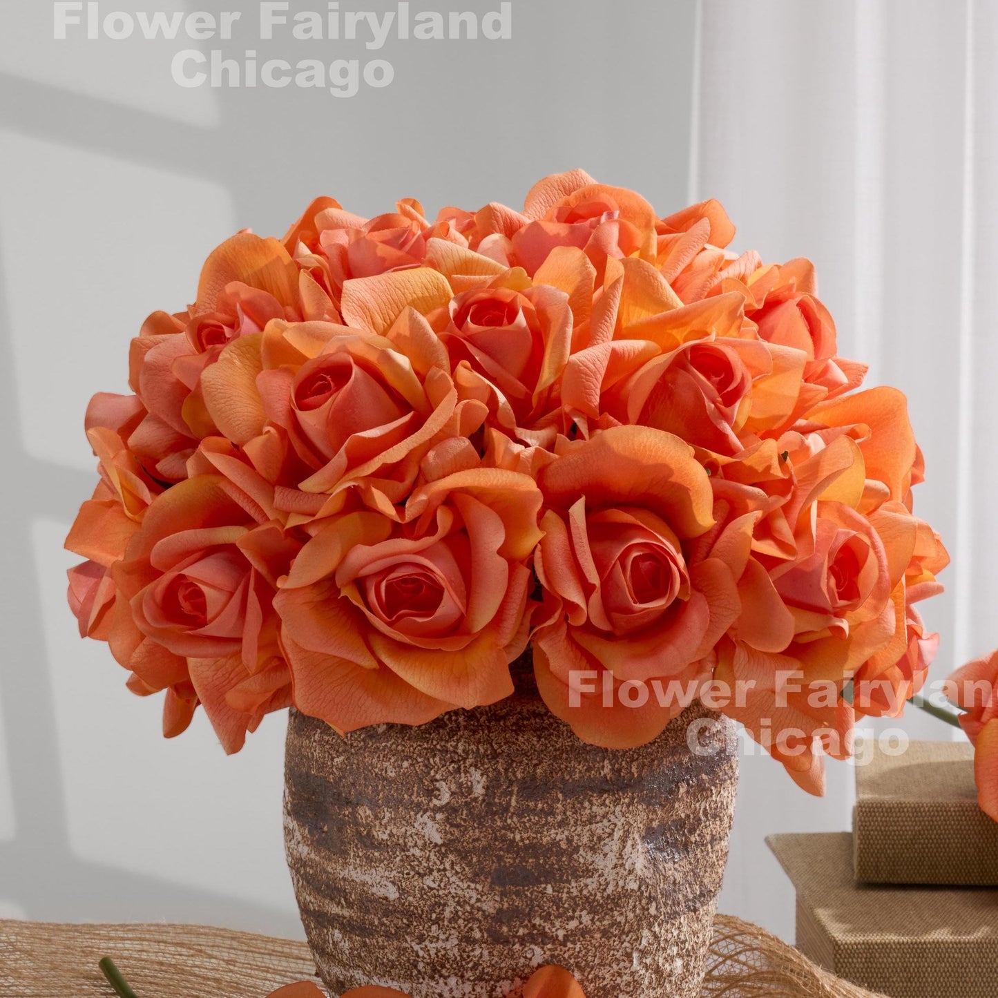 Orange real touch rose bouquet
