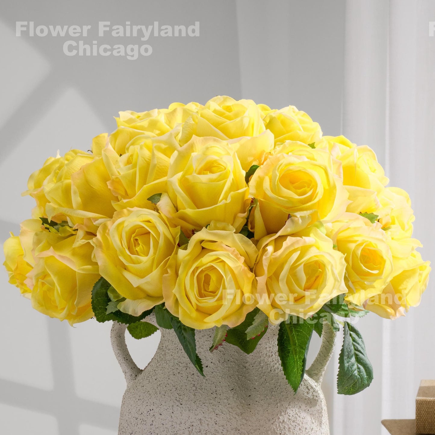 Yellow 7 stem real touch rose bouquet