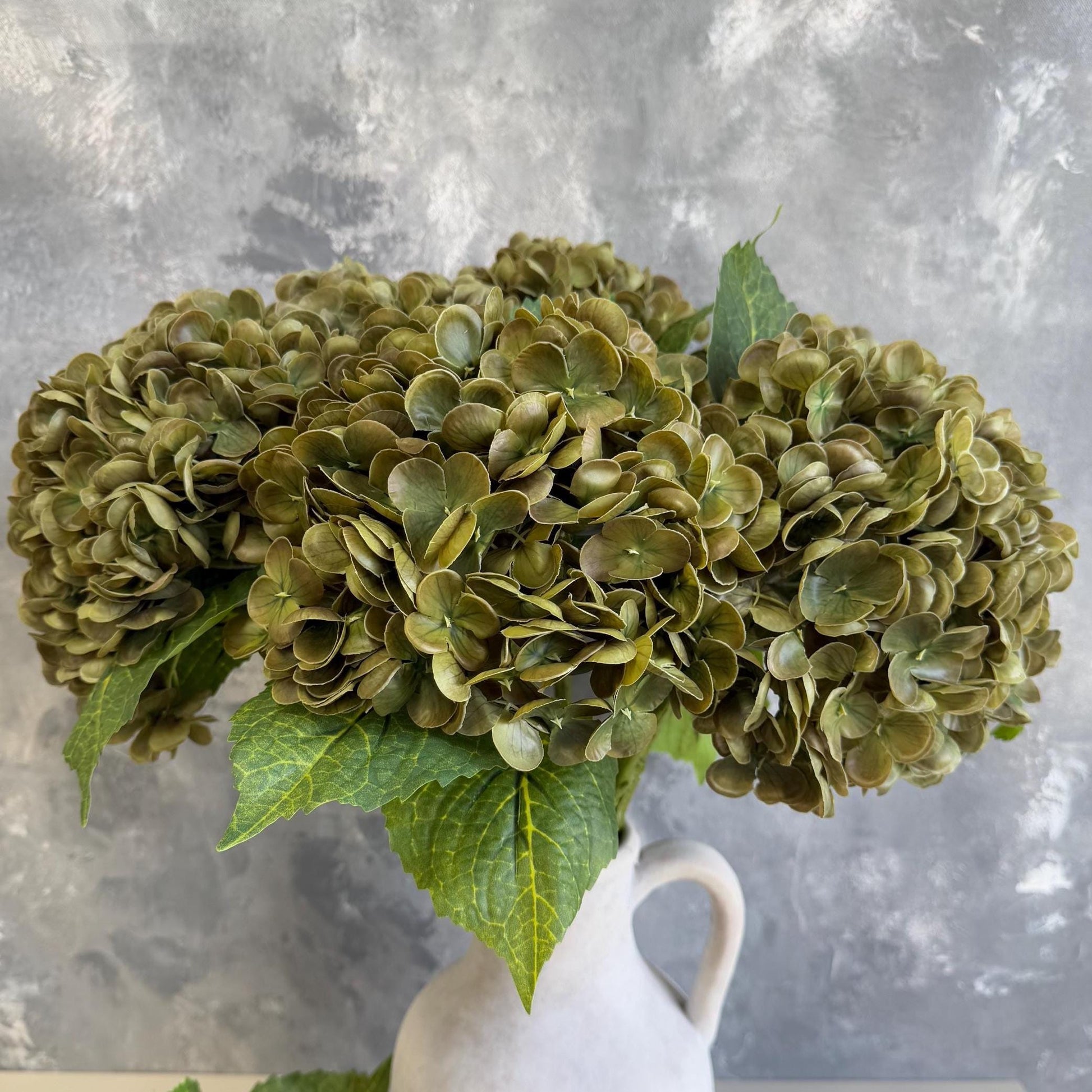 Brownish green real touch hydrangea stem